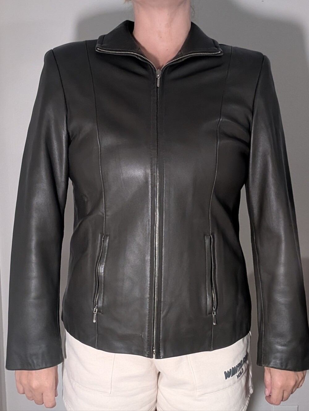 Valerie Stevens Petites Leather Jacket Minimalist 90s Size M